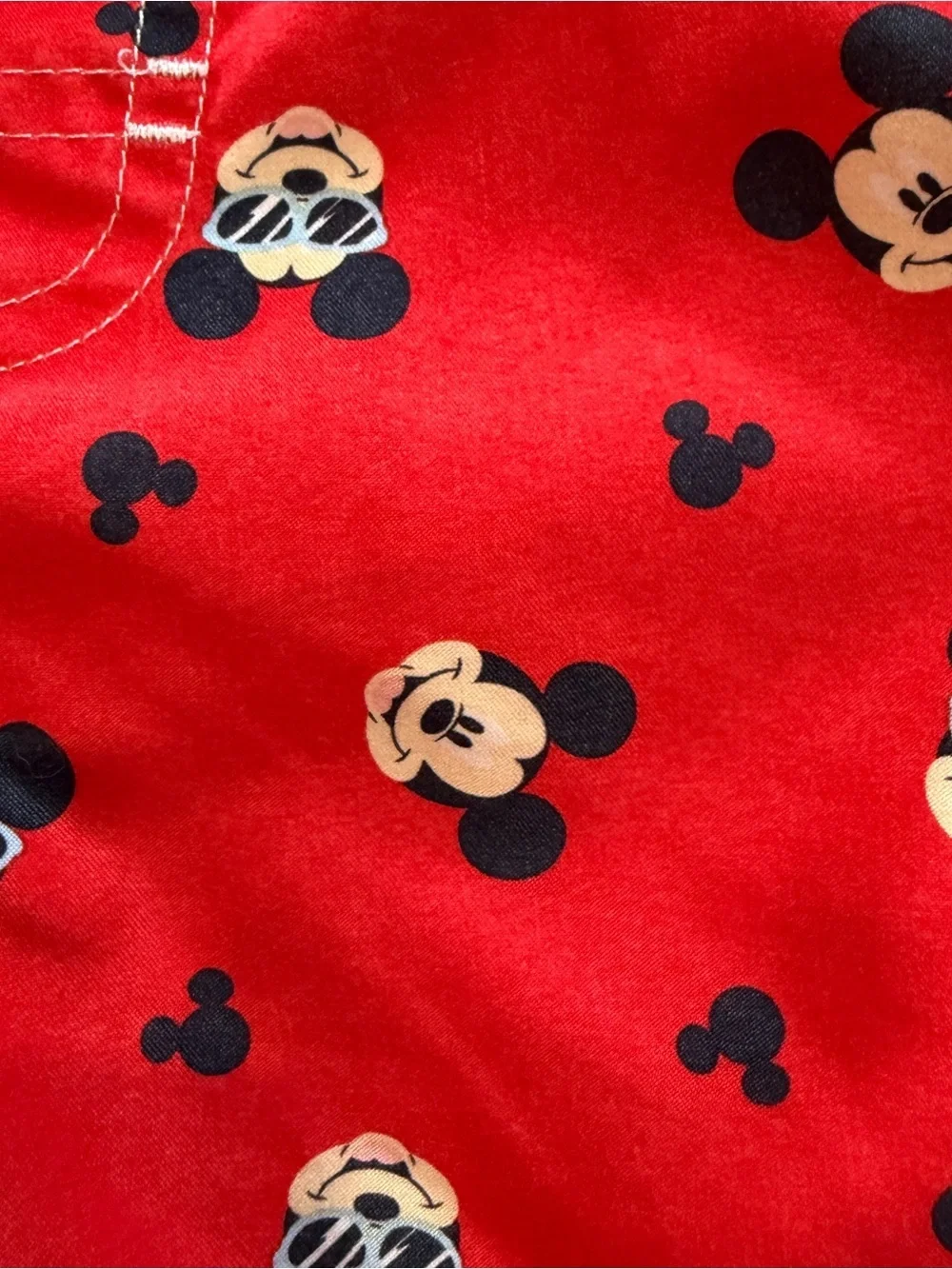 Disney Baby Mickey Mouse Face Red Swim Trunks Sz 24M